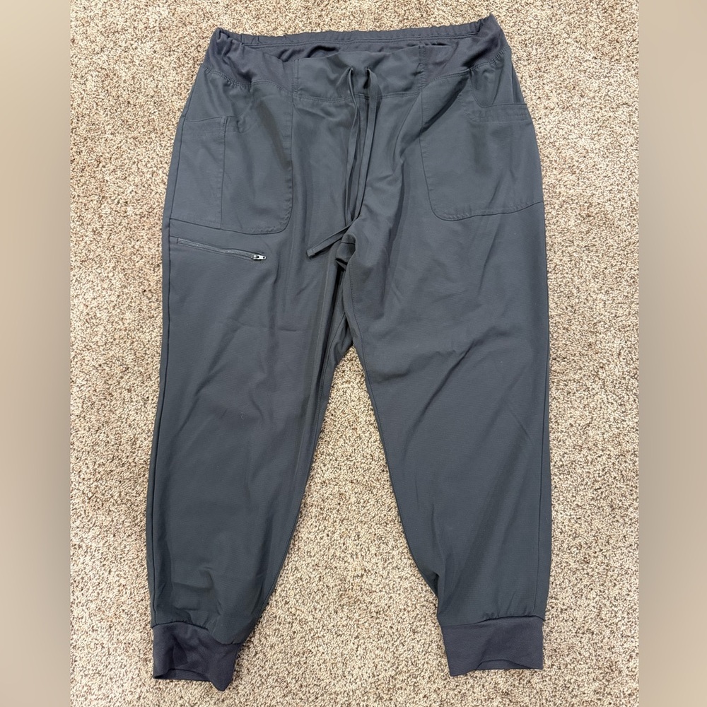 Heartsoul Dark Gray Jogger Medical Scrub Pants. adjustable waist. XL Petite